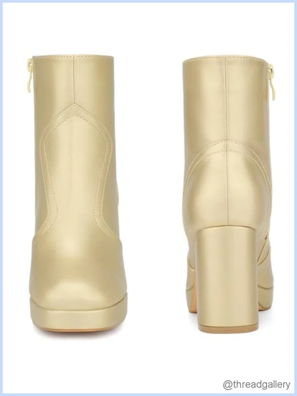 Squared Toe Platform Chunky Heels Ankle Boots Faux Leather